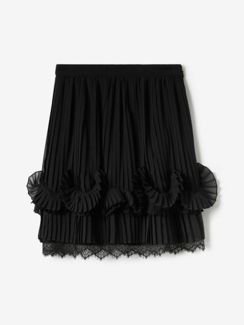 Lace Trim Pleated Mini Skirt