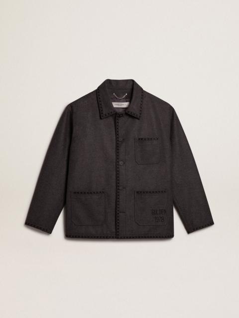 Gray melange woolen jacket with button fastening