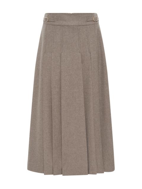 GABRIELA HEARST Wesley Pleated Skirt in Walnut Wool Cashmere Flannel
