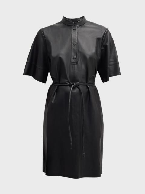 EMPORIO ARMANI Belted Leather Mini Dress