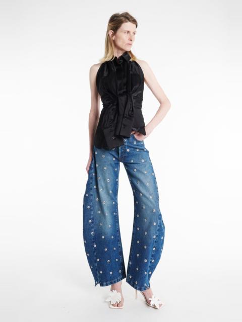 A.W.A.K.E. MODE STUDDED ORGANIC JEANS WITH SIDE INSERTS BLUE