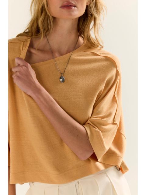 FREE PEOPLE We The Free Boxy Crew-Neck Silk Tee
