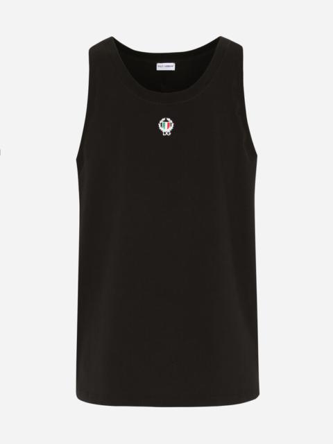 Two-way stretch cotton singlet with patch