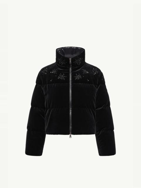 Moncler Nelles Sequin-Embroidered Velvet Short Down Jacket