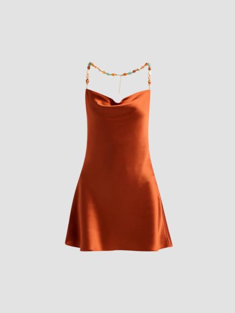 RETROFÊTE Women's Marvel Satin Mini Dress - Rust
