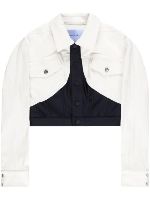 MUGLER panelled cropped denim jacket