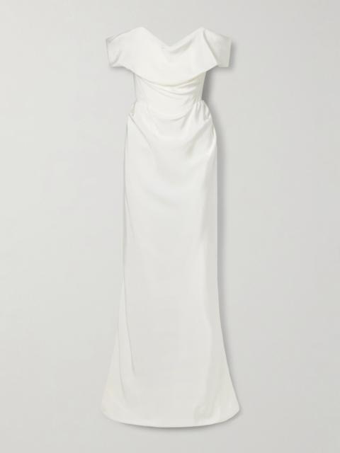 Vivienne Westwood Nova Cocotte off-the-shoulder draped silk-crepe gown Off-white