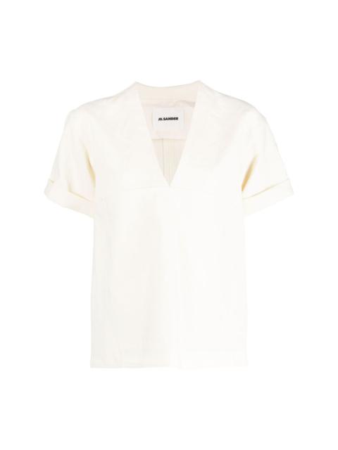 Jil Sander V-neck linen-blend blouse
