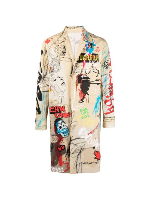 DSQUARED2 graphic-print single-breasted coat