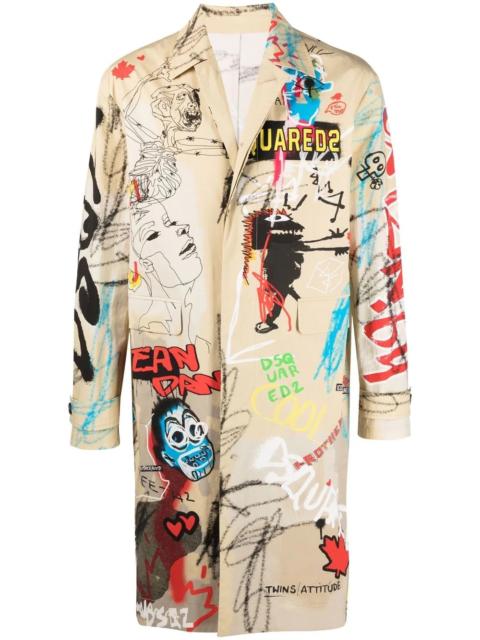 DSQUARED2 graphic-print single-breasted coat