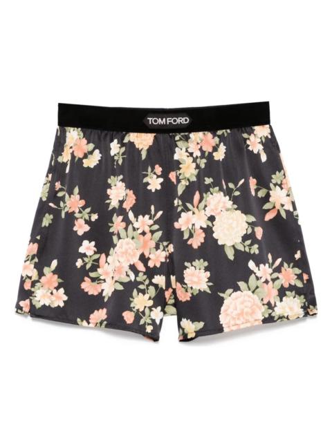 Floral-Print Silk Pj Shorts