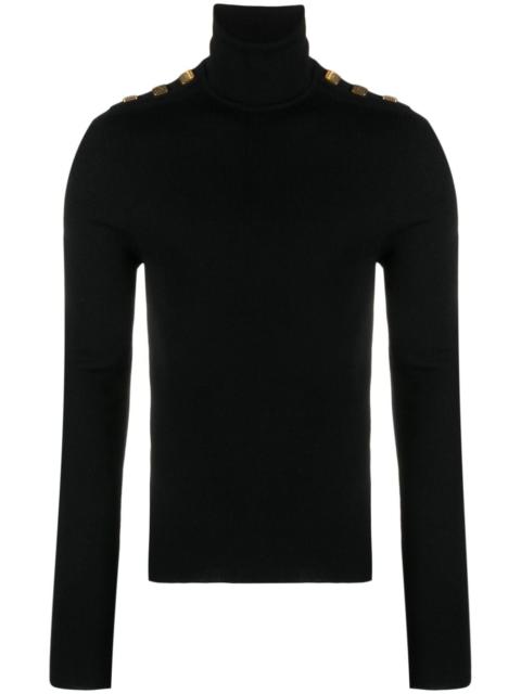 Balmain decorative-buttons fine-ribbed wool jumper