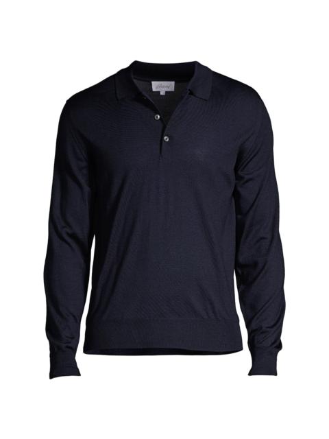 Brioni Men's Long-Sleeve Knit Polo - Midnight Blue