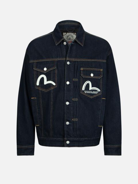 EVISU LOGO AND SEAGULL PRINT LOOSE FIT DENIM JACKET