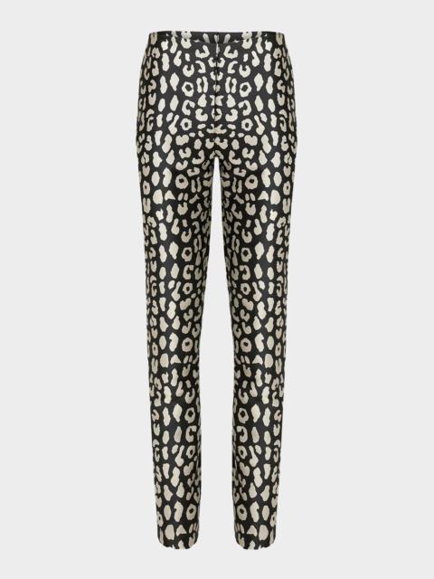 CAROLINA HERRERA Leopard Jacquard Slim-Leg Ankle Cigarette Pants