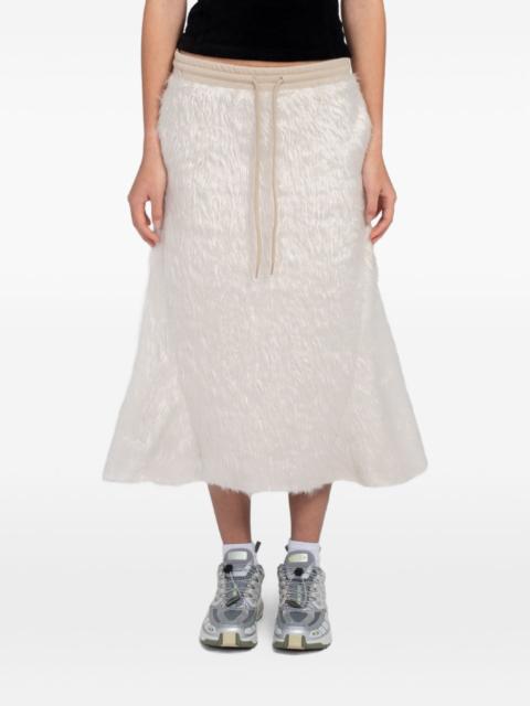 OPEN YY faux-fur midi skirt