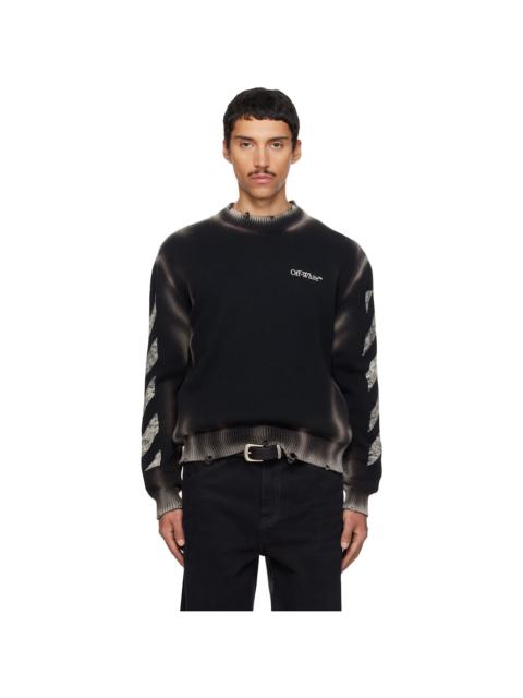 Off-White Black Diagonal Arrow Corrosion Knit Crewneck Sweater