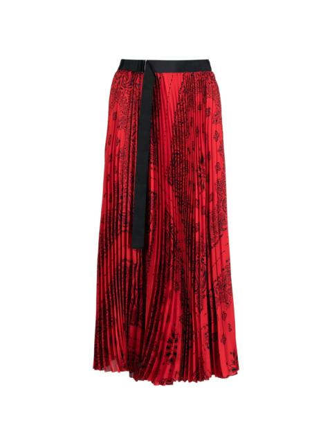 graphic-print fully-pleated skirt