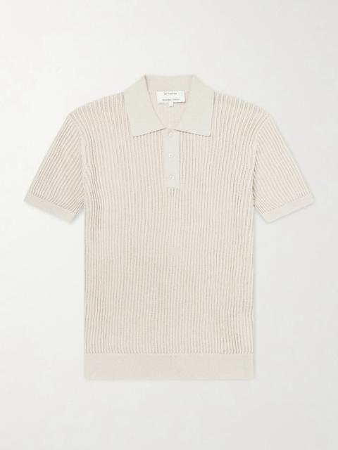 FRESCOBOL CARIOCA Vidal Ribbed Cotton and Linen-Blend Polo Shirt