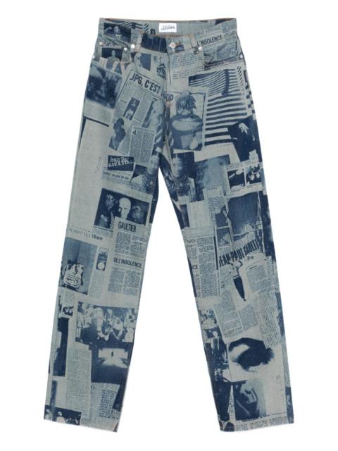 Jean Paul Gaultier newspaper-print straight jeans
