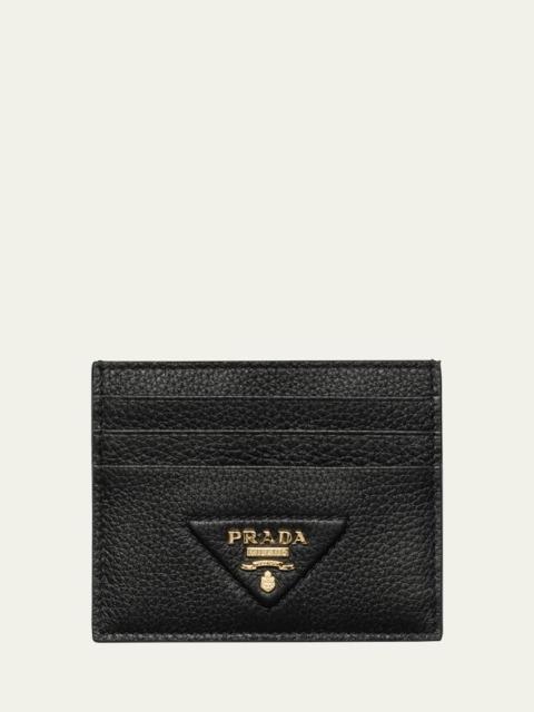 Prada Triangle Logo Leather Card Holder