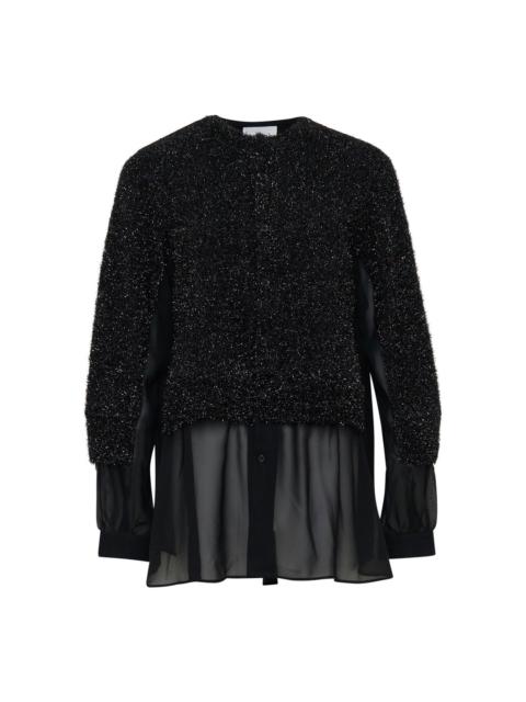 Noir Kei Ninomiya Lame Fur x Polyester Georgette Top