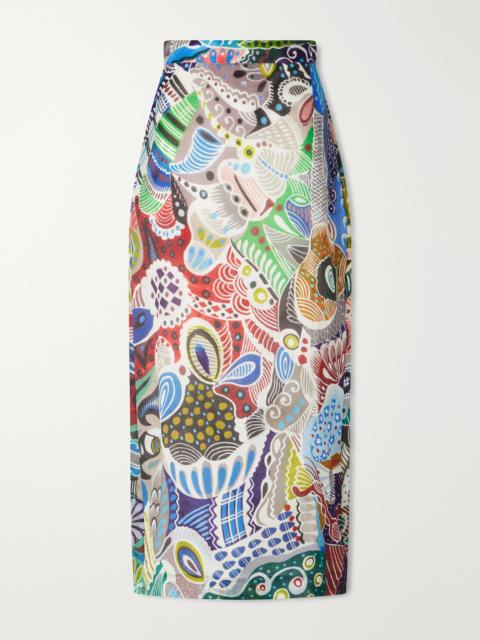 HEIRLOME Irene Printed Silk-organza Midi Skirt