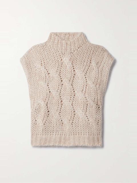 Lupetto cropped metallic cable-knit sweater