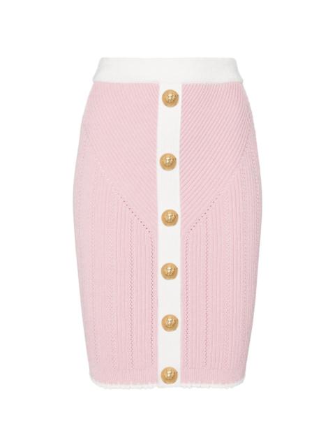 decorative-buttons ribbed miniskirt