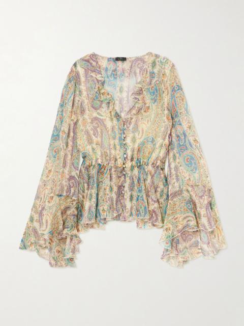 Etro Ruffled paisley-print silk-chiffon peplum blouse Multi