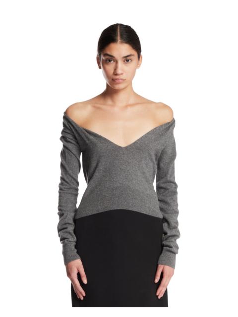 MUGLER Gray Cashmere Top
