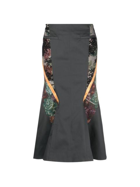 Regenerated Floral Tapestries flared skirt