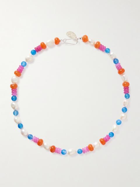 Gohar World Turkish Delight Silver Multi-stone And Silk Necklace