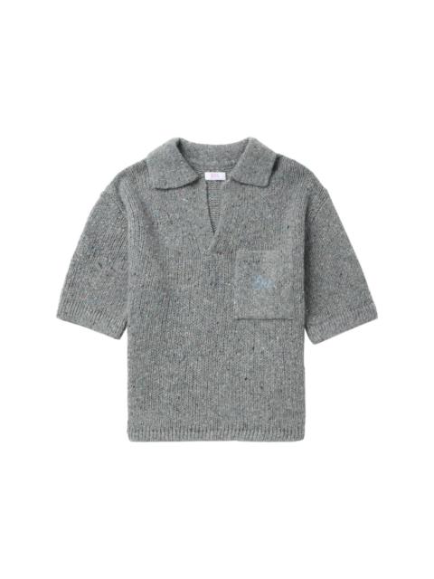 speckle-knit polo shirt