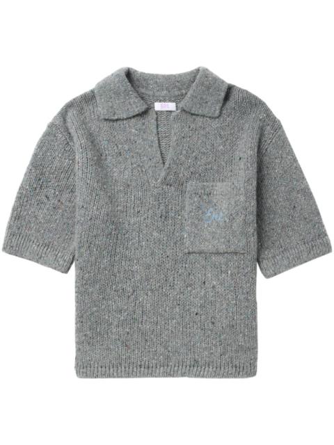 speckle-knit polo shirt