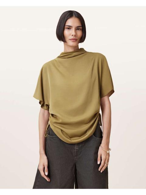 ALLSAINTS LESLIE SATIN SHORT SLEEVE TOP