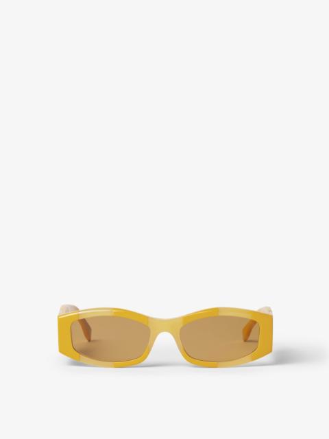 FENDI Forever Fendi Ochre yellow acetate sunglasses with Pequin stripes