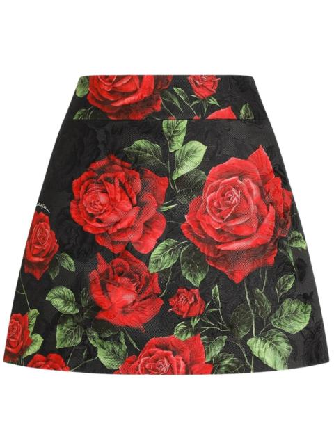 Dolce & Gabbana MINI SKIRT ROSE PRINT