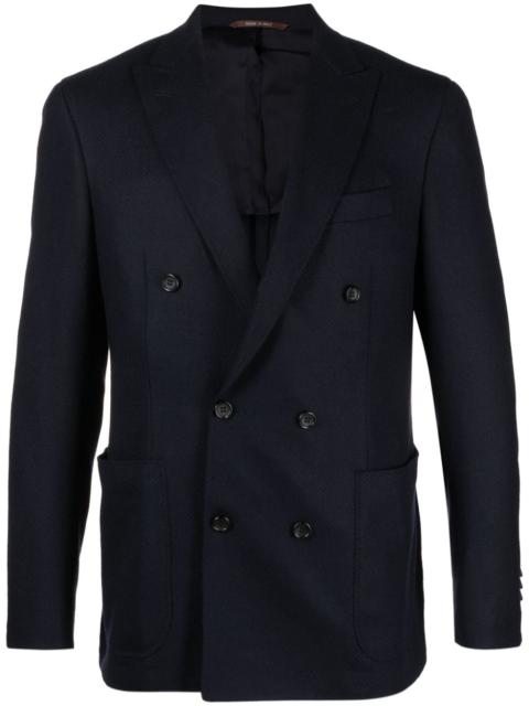Canali peak-lapels wool-blend blazer