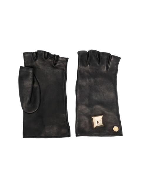 stud-embellished driver gloves
