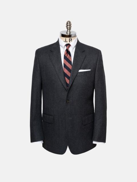 J. PRESS MADE-IN-CANADA SOLID CHARCOAL WOOL FLANNEL SUIT