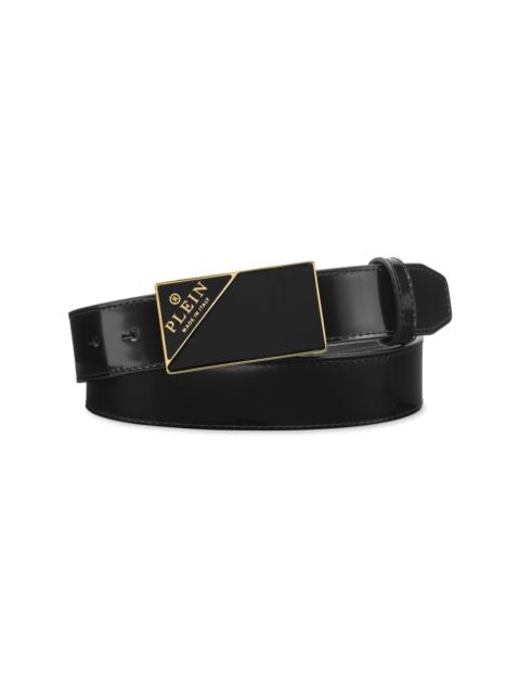 PHILIPP PLEIN logo buckle leather belt