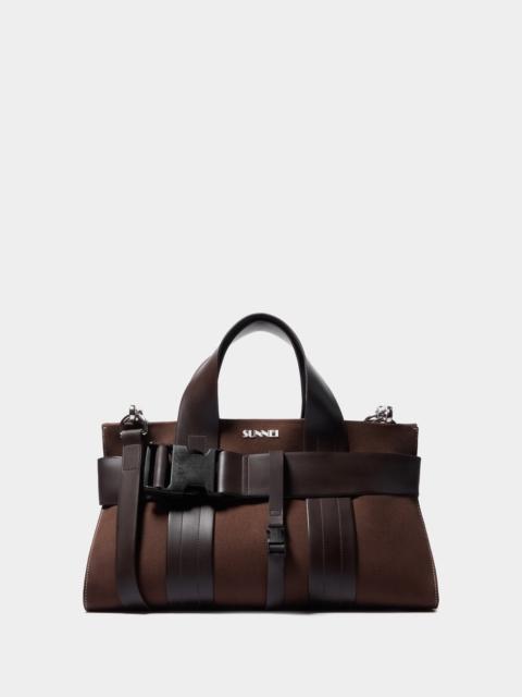 Sunnei Labauletto leather shoulder bag - Brown