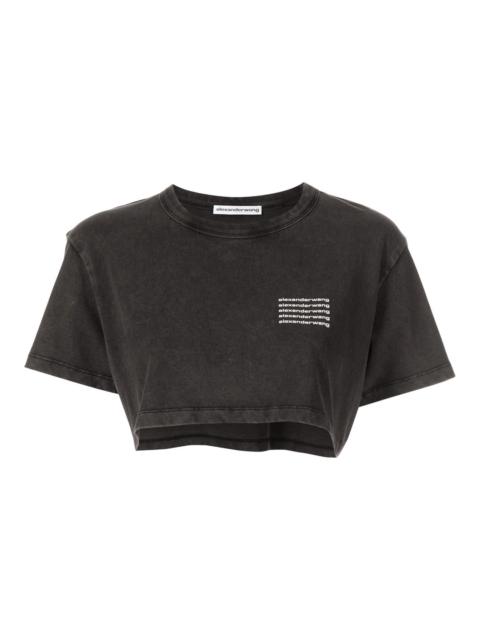 alexanderwang.t Crop Tee In Acid Wash Jersey