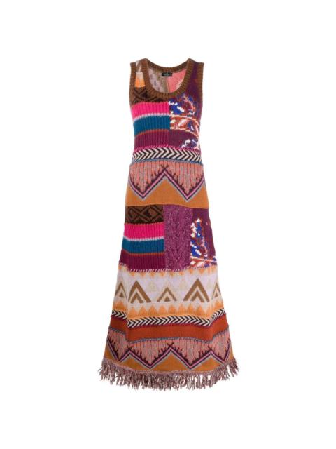 intarsia knit long dress