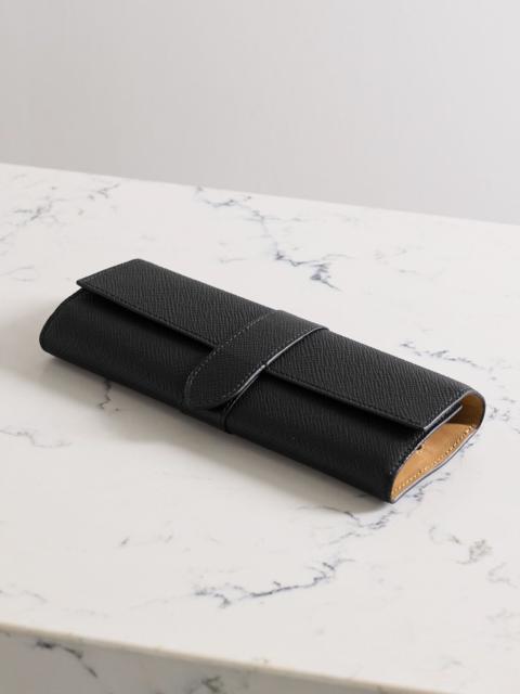 Smythson Panama small textured-leather jewelry roll Black