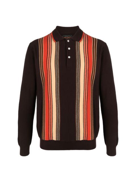 intarsia-knit striped wool polo shirt