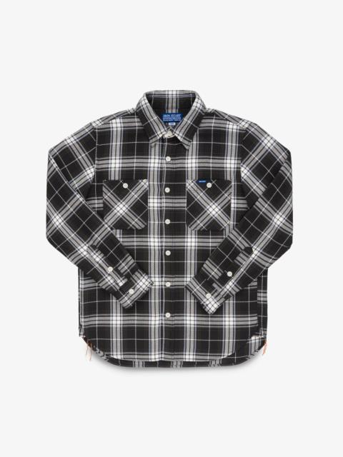 IHSH-441-BLK 9OZ SELVEDGE FLANNEL CHECK WORK SHIRT - BLACK
