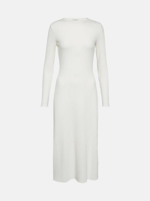 Ribbed-knit cotton-blend midi dress