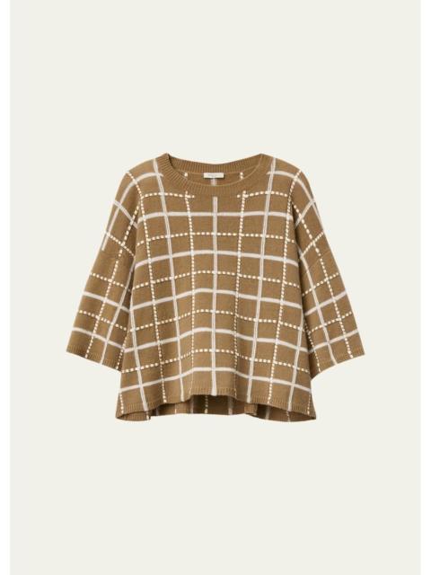Lafayette 148 New York Oversized Cashmere-Linen Grid Sweater